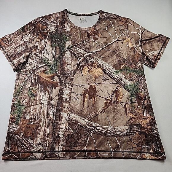 Real Tree Camo Camouflage XXL Jockey Light Layer 365 Short Sleeve Shirt Top - Picture 6 of 9